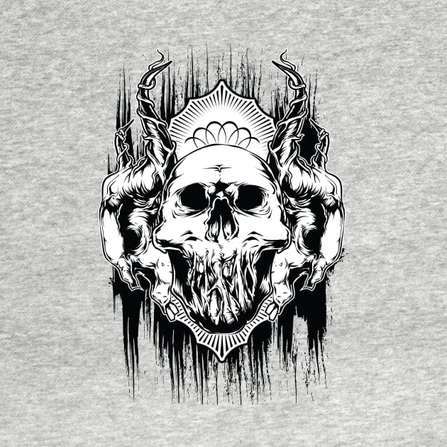 Horned Skull with Crown Halloween Graphic by extrinsiceye